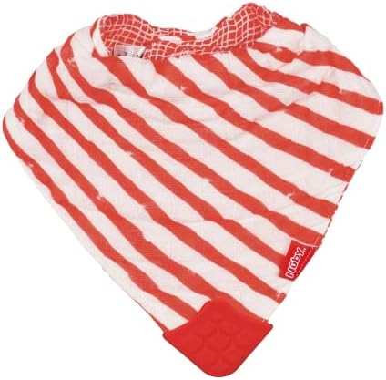 Nuby Reversible 100% Natural Cotton Muslin 3 Piece Teething Bib, Arrows/Red - Image 2