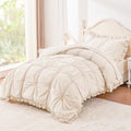 Twin Comforter Set for Girls, Boho Pintuck Bedding Comforter Sets, 4 Pieces by WOWELIFE