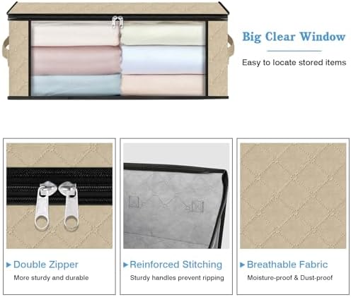 HomeHacks 4-Pack Clothes Organizer Storage Bags, 35L Storage Bins - Image 4