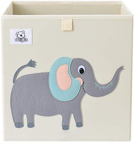13 Inch Animal Cube Storage Bins, Foldable Fabric Kids Toy Box & Toy Chest by CLCROBD