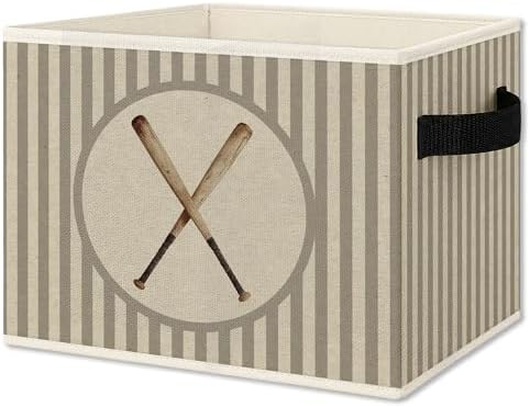 Vintage Baseball Boy Storage Bins Box by Unknown