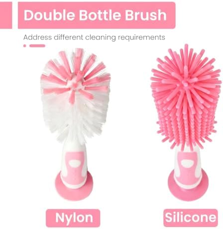 Ariseno 7-in-1 Baby Bottle Brush Set, Nylon & Silicone Bottle Brush - Image 3