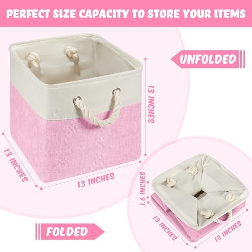 6 Pack 13x13 Inch Cube Storage Bins Fabric Square Cube Baskets - Image 2