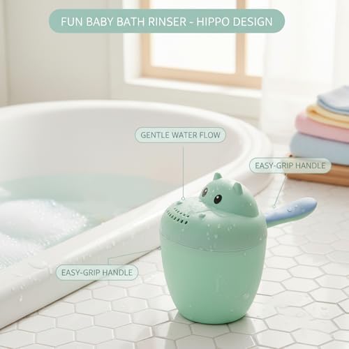 Baby Bath Rinse Cup, Fun Hippo Bath Water Pourer - Image 2