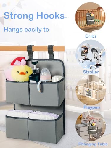 Hanging Diaper Organizer for Crib/Playpen/Bassinet/Playard – Hold 80+ Diapers - Image 3
