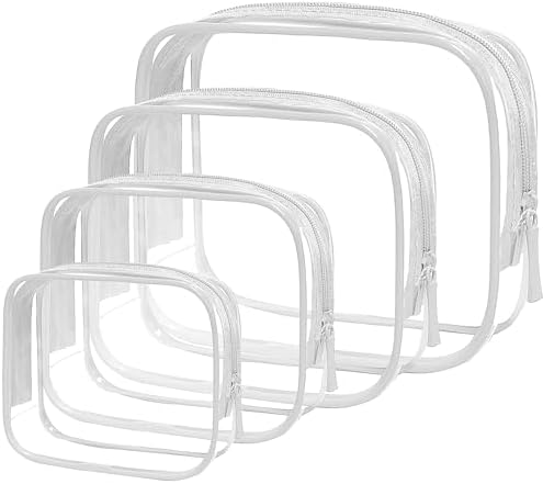 LETGO Small Clear Toiletry Bag, 4 Packs TSA Approved Water resistant Quart Size by LETGO