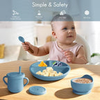 Silicone Baby Feeding Set, Divided Plate, Training Cup, Fruit Feeder & Freezer - Image 2