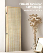 JOSTYLE Bamboo Room Divider, 5-Panel Folding Privacy Screen, 6 ft. Tall - Image 5