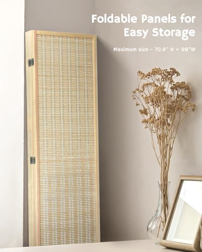 JOSTYLE Bamboo Room Divider, 5-Panel Folding Privacy Screen, 6 ft. Tall - Image 5