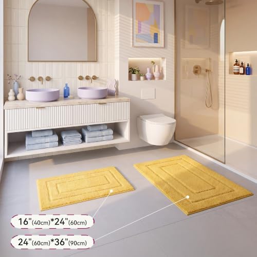 GRANNY SAYS Yellow Bathroom Rug 36" x 24", Non-Slip Microfiber Bath Mat - Image 5