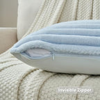 FUTEI Pack of 2 Faux Fur Throw Pillow Covers 20x20 Inch, Light Blue - Image 3