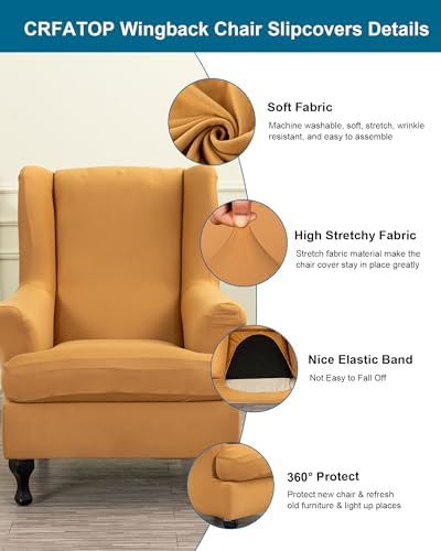 CRFATOP Wingback Chair Covers Wing Armchair Slipcovers - Image 2