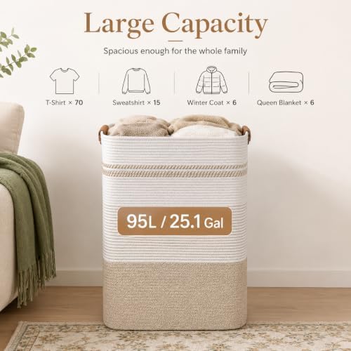 Laundry Hamper, Cotton Rope Laundry Basket - Image 5