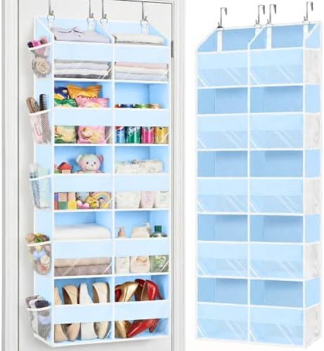 Blue Over the Door Organizer 5 Tiers, Extra Large Behind Door Storage of 10 by Ofiray-home