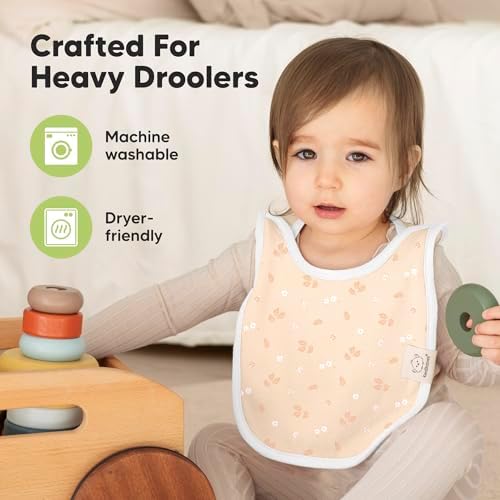 KeaBabies 8-Pack Bibs for Baby Girls, Boys Pullover Baby Bibs 6-36M - Image 6