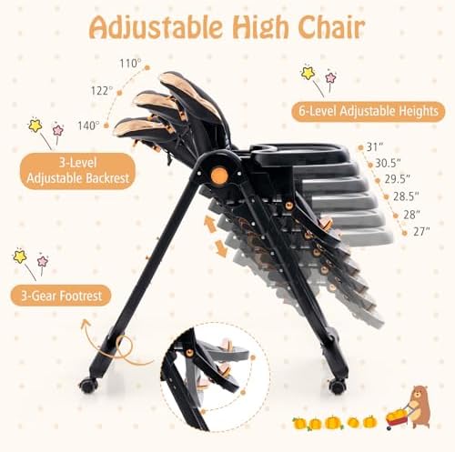 BABY JOY High Chair, Foldable Baby High Chair - Image 2