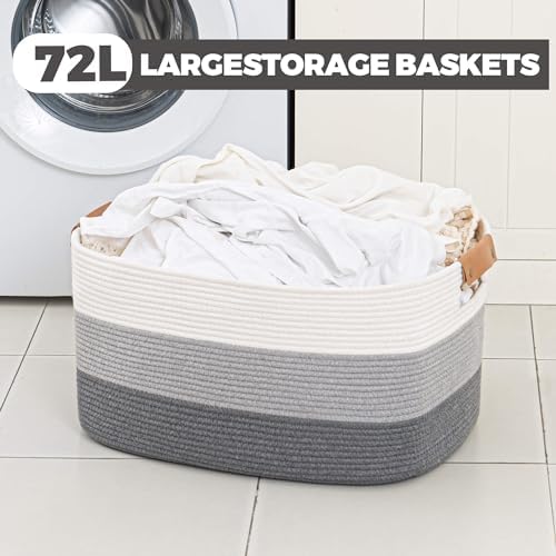 danpinera Blanket Basket, 72L Rectangle Large Basket - Image 4