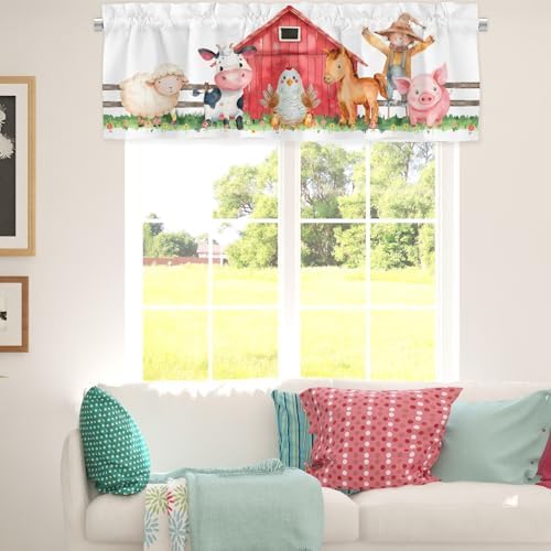 Unisex Farm Animals Cow Chicken Horse Nursery Short Curtain Valance - Image 5