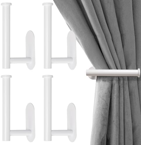 MaxMona Adhesive Curtain Holdbacks, 4 Pack No-Drill 304 Stainless Steel Tiebacks by ForaBetterLiving