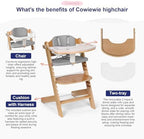 Cowiewie 3-in-1 Convertible Natural Wooden High Chair - Image 4