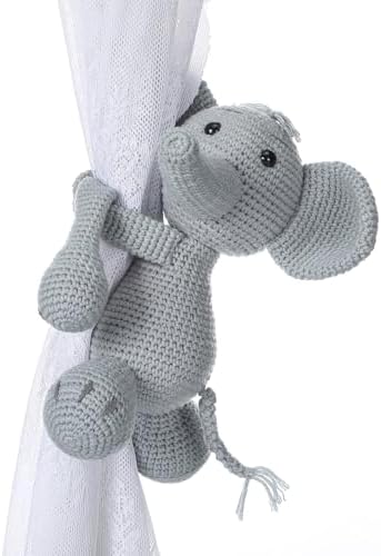 Moukeren Safari Crochet Animal Curtain Ties Back Elephant Shaped Curtain by Moukeren