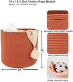 XUANGUO Cotton Rope Basket For Girls Boys Kids 16”X14” rustic - Image 2