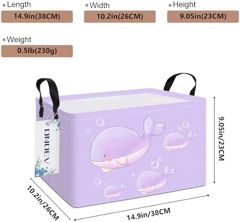 Rectangular Purple Whale Waterproof Collapsible Storage Bin Organizer - Image 2