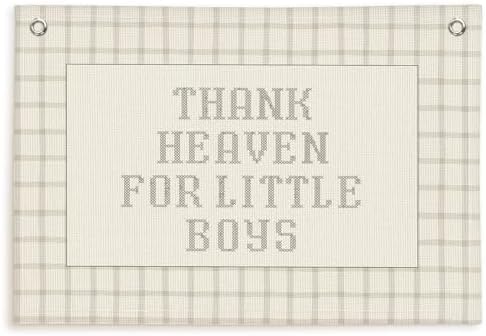 Lacama Thank Heaven for Little Boys Linen Banner by Lacama