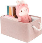 Storage Bins with Sturdy Cotton Handles, Fabric Storage Baskets by LordCom