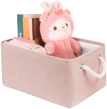 Storage Bins with Sturdy Cotton Handles, Fabric Storage Baskets by LordCom