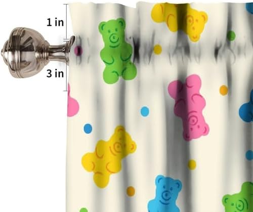 Dessert Valances Curtain Colorful Gummy Bears Candies Pattern Window Treatment - Image 3