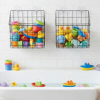 Noamus 2 Pack Bath Tub Toy Storage Organizer Basket, Rustproof Black Iron Holder - Image 7