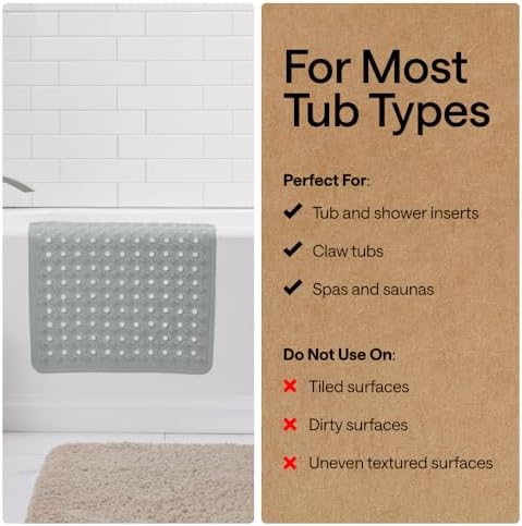 GORILLA GRIP Bath Tub Shower Mat, Bathtub Floor Liner, 35x16 Gray Opaque - Image 5