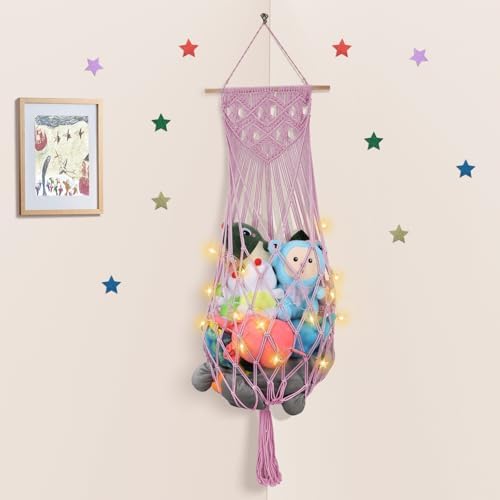 63 Inch Stuffed Animal Hammock Corner, Macrame Toy Plushie Net by iHansee