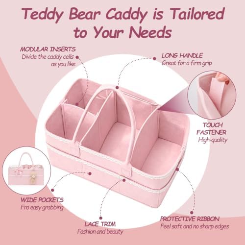 Pink Bow Diaper Caddy Organizer - Image 3