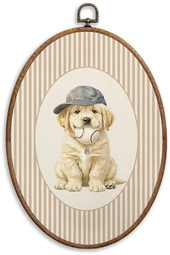 SONMYSULIL Golden Retriever Baseball Nursery Wall Art Decor, Kids Room Oval by Unknown