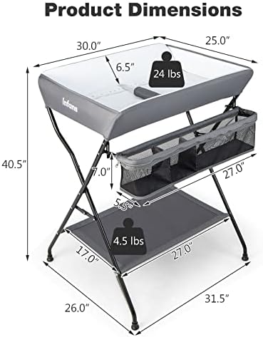 INFANS Baby Changing Table, Folding Diaper Station Portable Nursery Organizer - Image 6