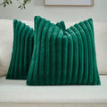 FUTEI Pack of 2 Faux Fur Throw Pillow Covers 22x22 Inch, Emerald Green by FUTEI