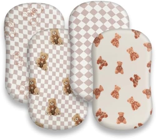 Fitted Baby Neutral Bassinet Sheets Bear and Buffalo Check Plaid Breathable - Image 4