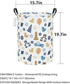 QUEENLALA Large Foldable Round Storage Basket Laundry Hamper, Colorful Bear - Image 2