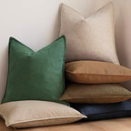 Foindtower Linen Solid Decorative Throw Pillow Covers 24x24 Inch Pine Green - Image 6