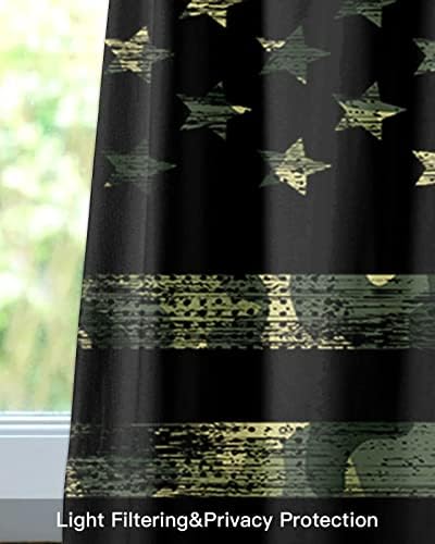 Vandarllin Rustic Green Camo Military Pattern American Flag Kitchen Curtains - Image 7