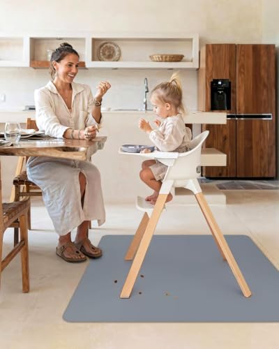 Blissful Diary Baby Splat Mat for Under High Chair, 50.4 x 50.4 Inch Wipeable - Image 5