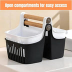Portable Shower Caddy with Bamboo Handle-Divided Organizer Basket - Image 5