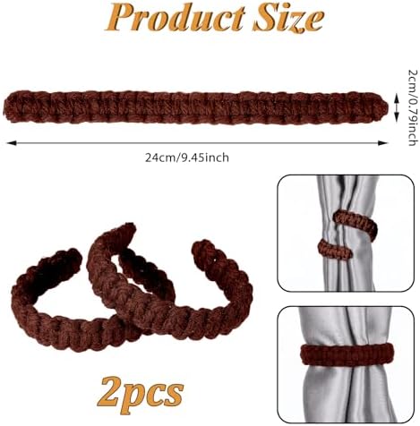 Ptwola 2 Pack Braided Curtain Tiebacks Boho Elegant Rustic Curtain Holdbacks - Image 2