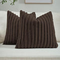 FUTEI Pack of 2 Faux Fur Throw Pillow Covers 16x16 Inch, Dark Coffee by FUTEI