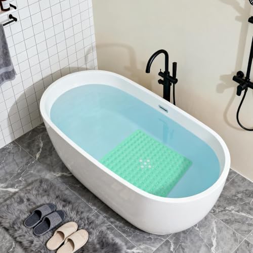 Anti-Slip Bathtub Shower Mat 21×21 Inch Turquoise Green - Image 5