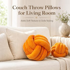 Petrella Orange Knot Pillow Ball, 8 Inch Round Decorative Pillow - Image 6