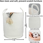 XUANGUO White Cotton Rope Laundry Basket Hamper - Image 2