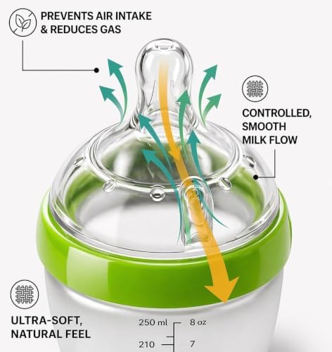 Silicone Baby Bottle with Handles, Anti-Colic Soft Nipple, BPA Free Infant - Image 7